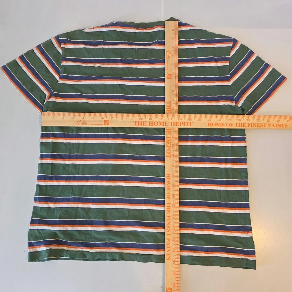 Polo Ralph Lauren Striped Pocket T-Shirt Green Orange Men's Medium